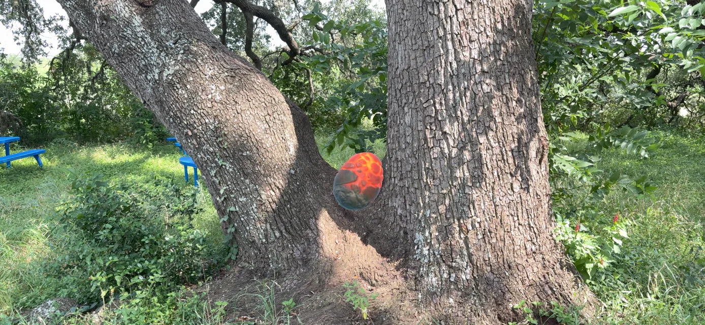 A discovered virtual geocache in AR